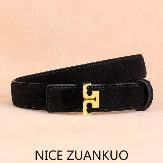 ZUANKUO Women's Genuine Leather Belt Fashionable Suede Accessory For Jeans