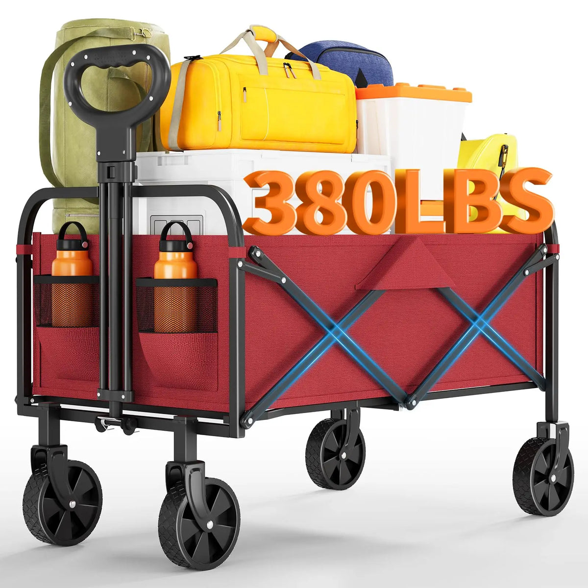 Heavy Duty Collapsible Utility Wagon With Adjustable Handle