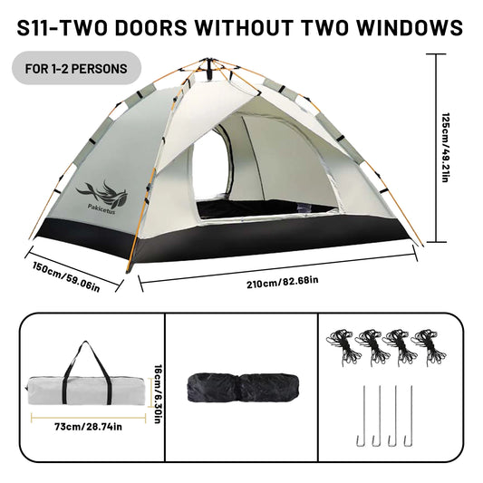 PAKICETUS 2-4 Person Automatic Pop Up Camping Tent, Instant Quick Setup Portable Windproof Tent, Lightweight Backpacking Shelter for Outdoor Travel Hiking Picnic