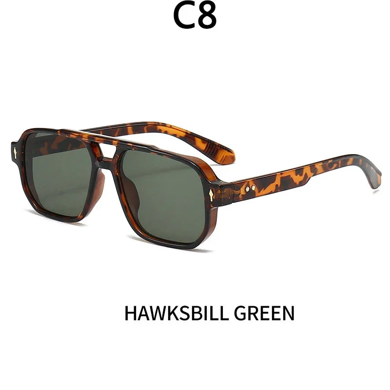 Boysen Square Sunglasses Unisex Double Bridge Rivets And UV400