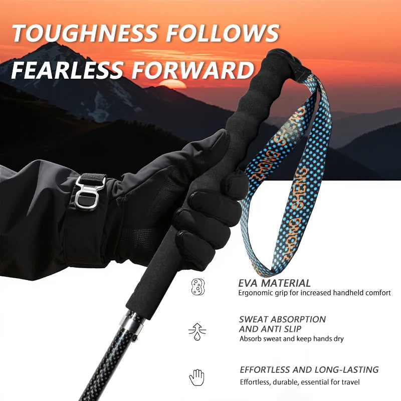 Local+ Carbon City Walking Running Sticks Lightweight T800 Carbon Fiber Collapsible Telescopic Pole Hiking Cane Trekking Poles